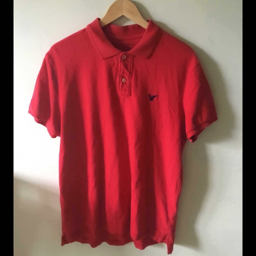 American Eagle Polo Shirt Red Size Large